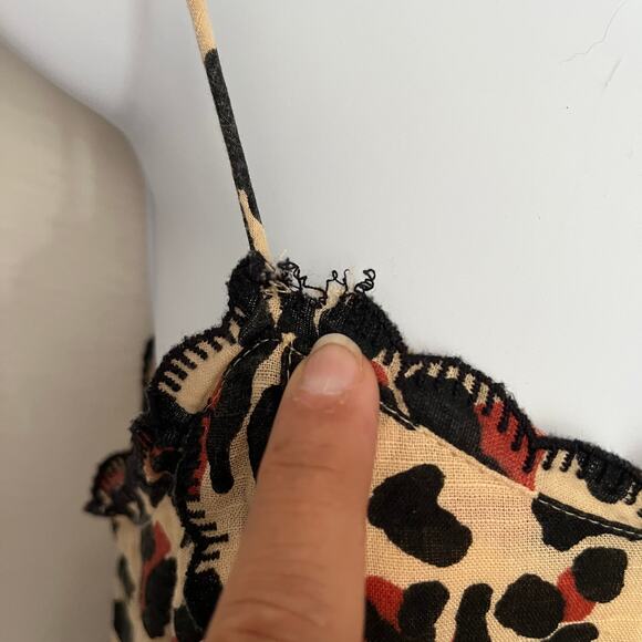 URBAN OUTFITTERS Cheetah Mini Dress Size XS Beige Spaghetti Strap Cosplay Tiered - Picture 9 of 13